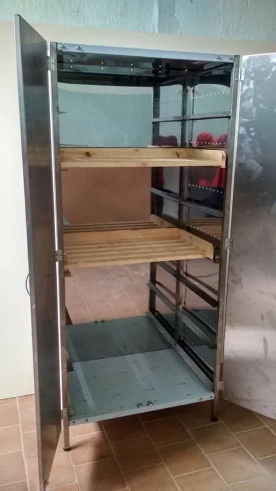 All-metal bread cabinet.